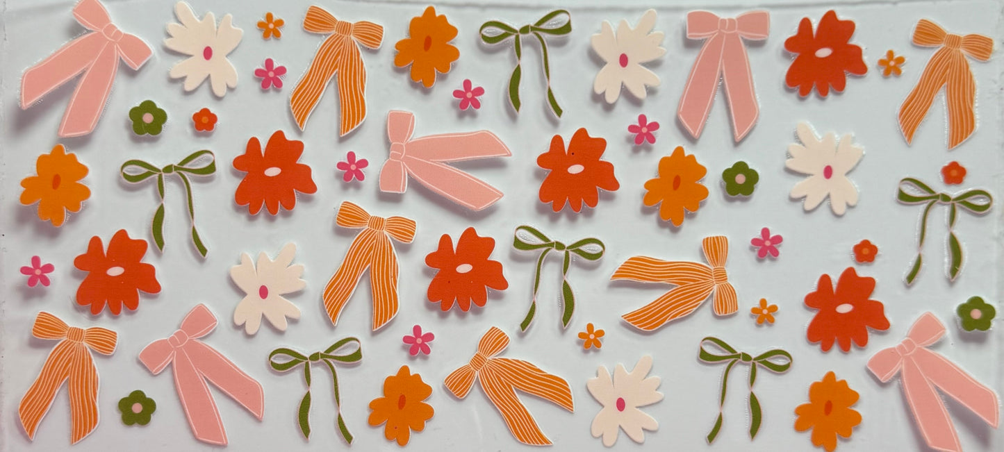 Multicolor flowers and bows
