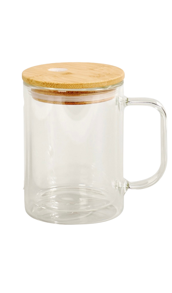 15 oz glass mug with handle