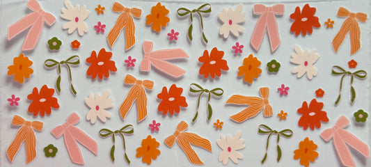Multicolor flowers and bows
