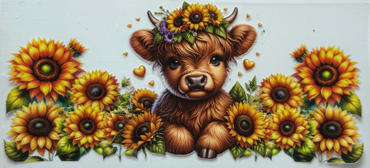 Sunflower highland cow