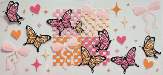 Multicolor butterflies & checker