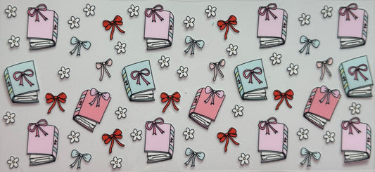 Books, flowers and bows
