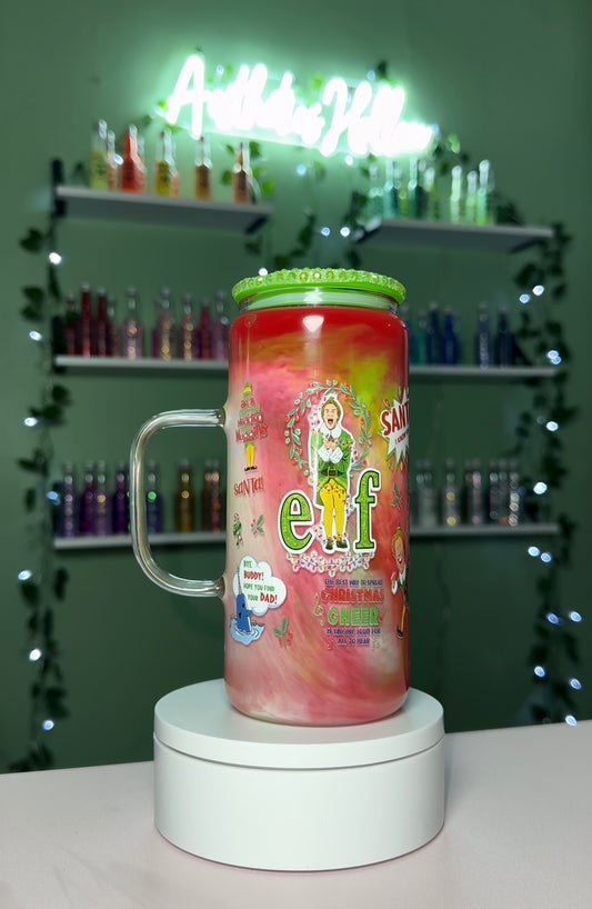 Premade Elf 20 oz Glass With Handle Paint Cup (read description)