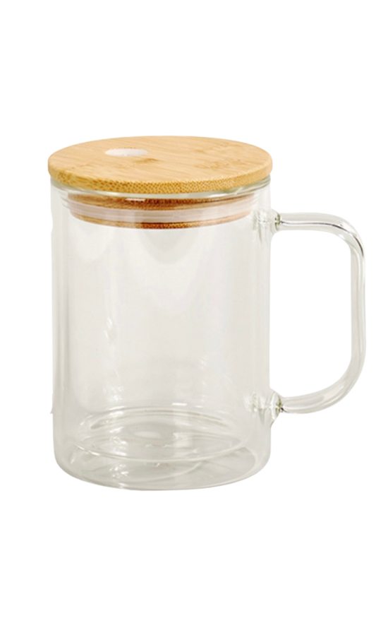 15 oz glass mug with handle