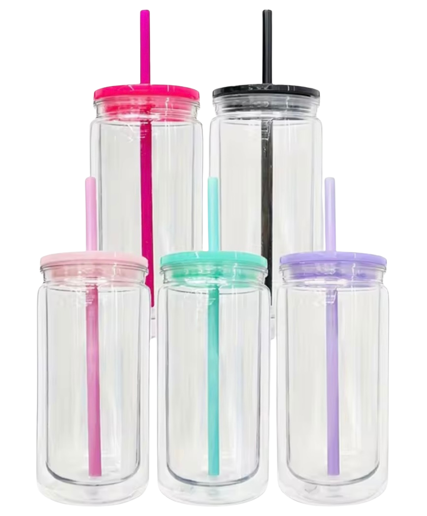 16oz Colored Acrylic Snow Globe Cup