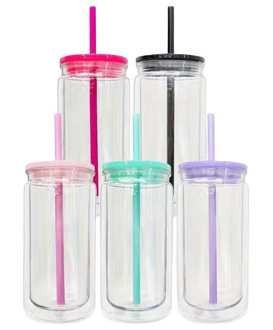 16oz Colored Acrylic Snow Globe Cup